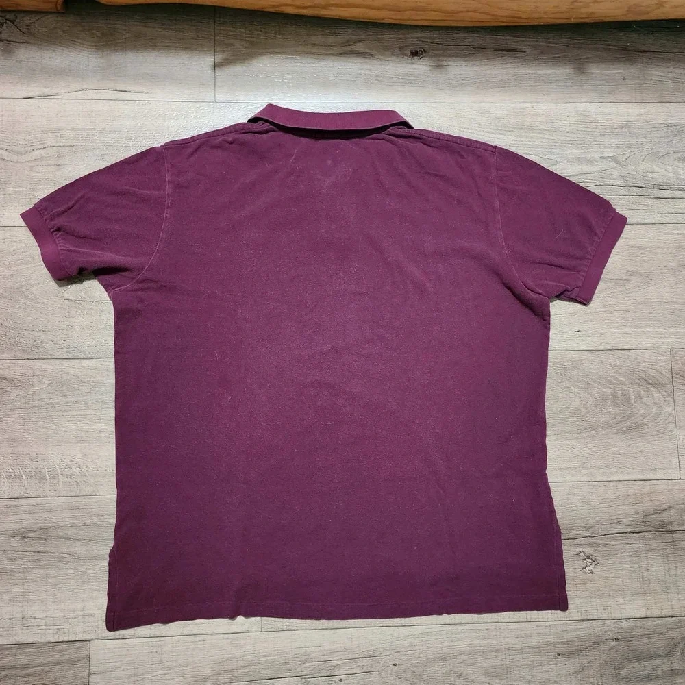Polo Ralph Lauren Mens XXL Burgundy Maroon Short Sleeve Pique Polo Pony Logo